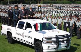 Mexico's president AMLO driving by the Mexican National Guard