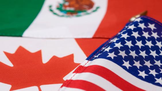 The flags of Canada, Mexico, and the U.S.