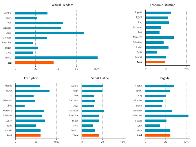 Were the goals of the Arab Spring achieved (answers by country)