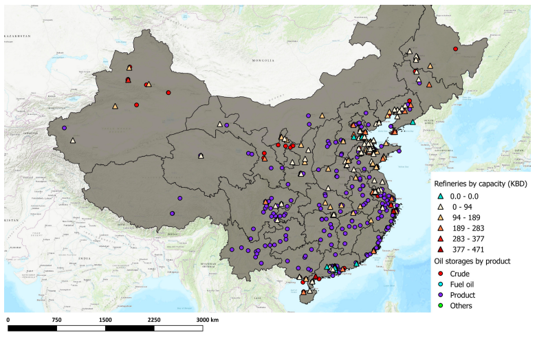 Map of China's oil infrastructure