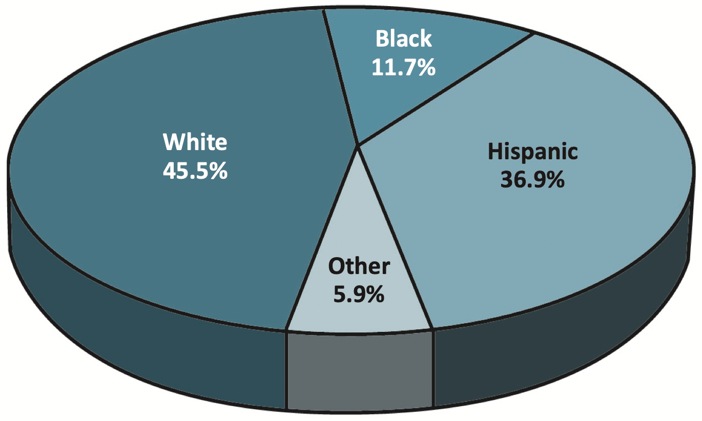 This pie chart shows the characteristics of survey participants.