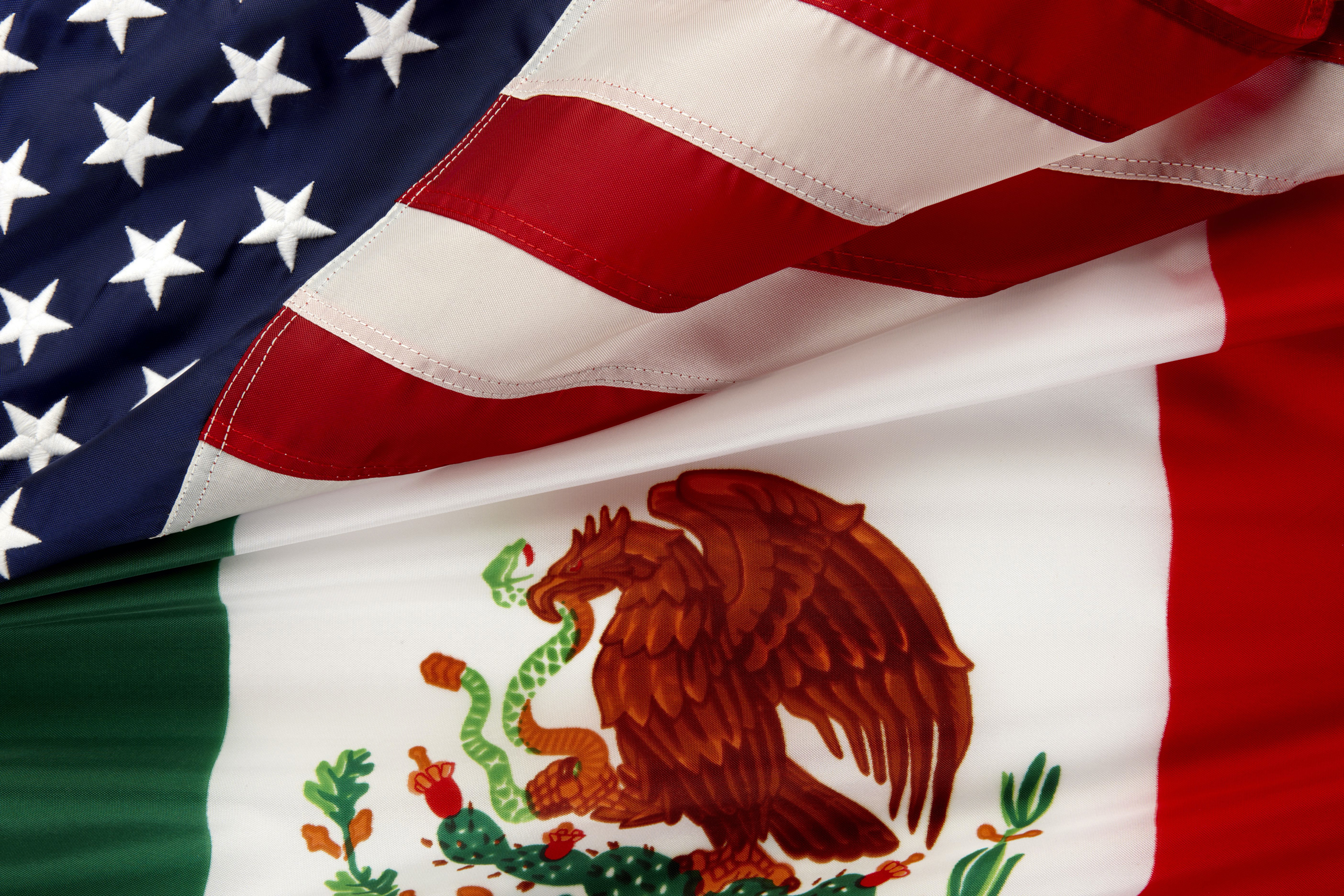 Textured flags of America and Mexico 