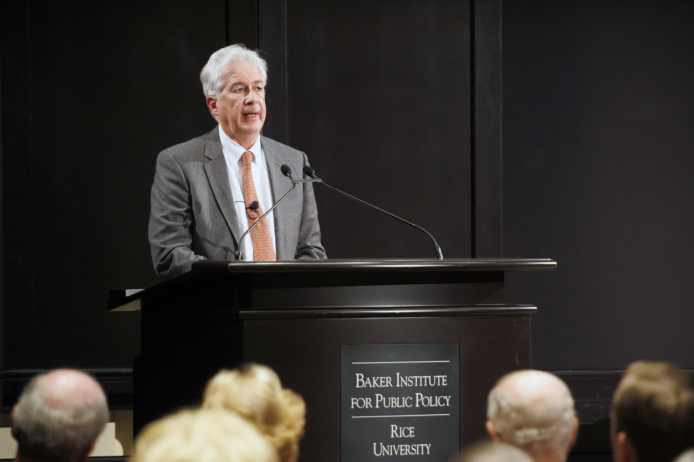 CIA Director William Burns speaks to a Baker Institute audience