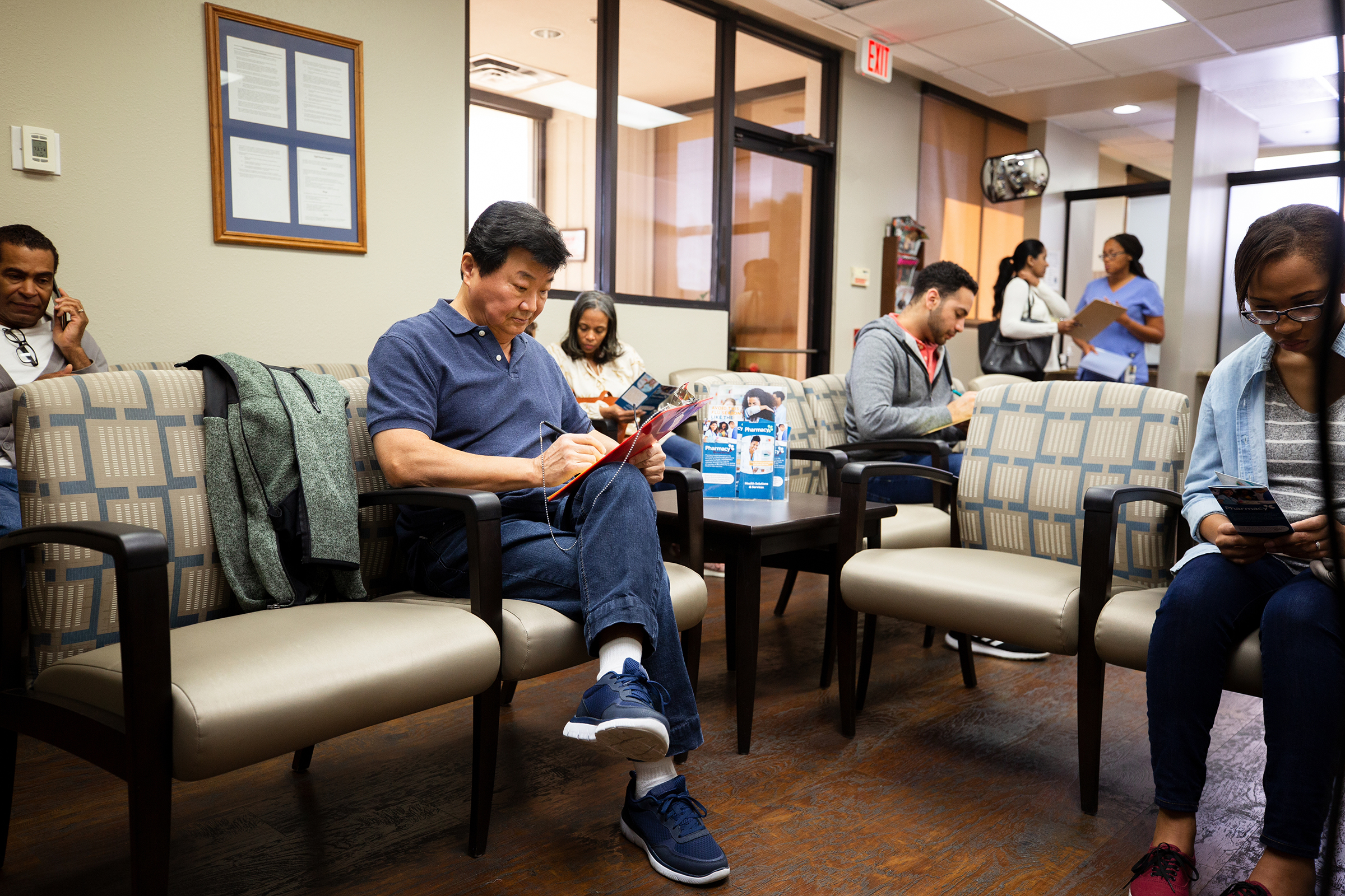 Busy hospital waiting room