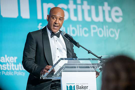 Rice President Reginald DesRoches welcomed guests to the event