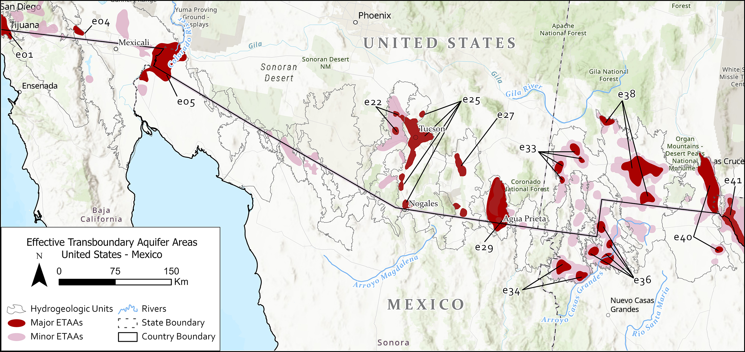 Transboundary Aquifer Areas: Western Map