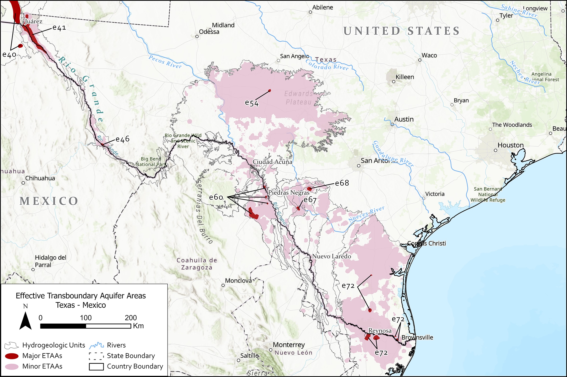 Transboundary Aquifer Areas: Eastern Map