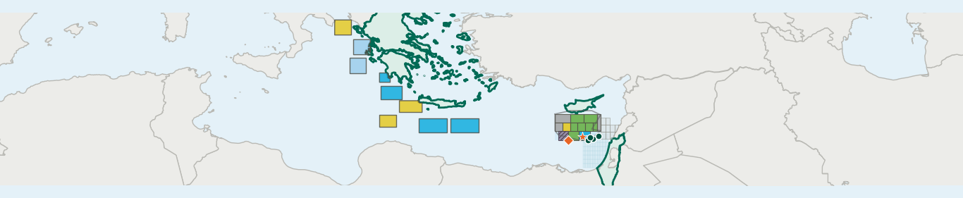 Map of Eastern Mediterranean with Auction Blocks