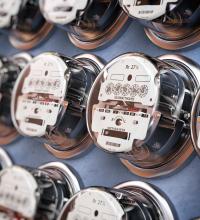 Rows of electricity meters.