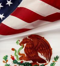 Textured flags of America and Mexico 