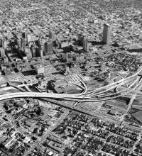 Aerial view of highway development in Houston, Texas