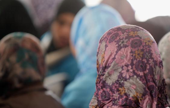 Women in hijab in a crowd