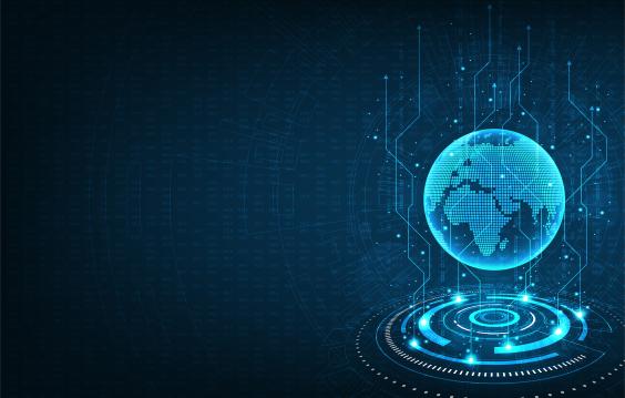 image of the earth with data transfer symbology