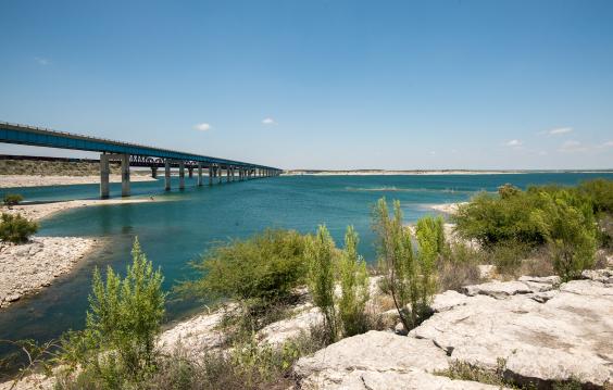 Amistad Reservoir at U.S.-Mexico border