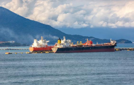 Oil ship in sea, Strait of Hormuz.