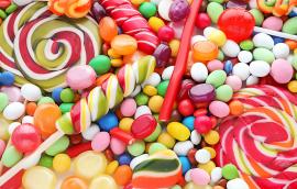 Assorted colorful candies.
