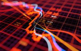Numbers and a graph show a crash in the oil market.