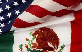 Textured flags of America and Mexico 