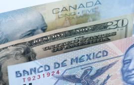 Currency (bills) for USA, Canada, and Mexico