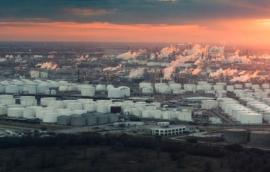 Texas refineries at sunset