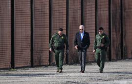 President Biden walks along US border wall