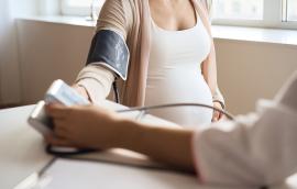 Pregnant patient blood pressure measured