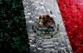 Technology background with national flag of Mexico