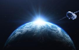 spacecraft above the planet earth
