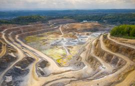 Aerial view of Dolomite mine excavation