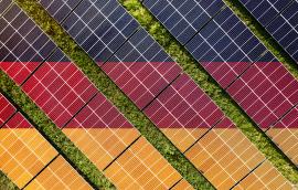 Solar farm superimposed with flag of Germany. Symbolizing solar power and panel demand, renewable energy industry, government policy, and sustainability initiatives in the country.