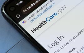 Login page of HealthCare.gov, a health insurance exchange website operated under the United States federal government.