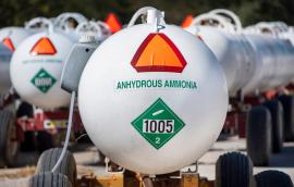 Rows of tanks filled with ammonia