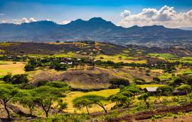 Ethiopia. Lalibela countryside, Lasta Mountains in the background.