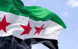 Syria flag waving in sky
