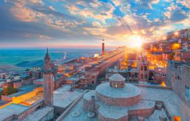 Old town with bright blue sky, Mardin, Turkey