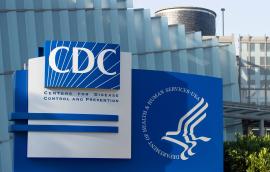 Atlanta, GA, USA - June 15, 2022: Closeup of the CDC logo seen at the Edward R. Roybal campus, the headquarters of the Centers for Disease Control and Prevention (CDC).