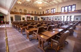 Empty meeting room in the Texas Capitol
