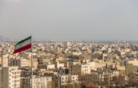 Iranian flag flying in Tehran