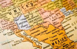 Map of United States and Mexico Border 