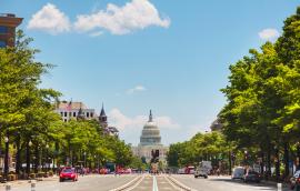 View of US Capitol from street