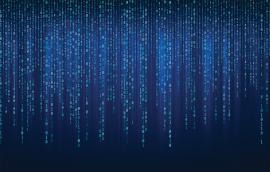  Downloaded Abstract Technology Binary code Background with binary data fall from the top of the screen.