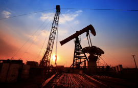 Oil rig sunset
