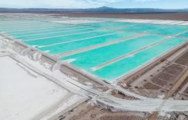Rectangular lithium ponds in Chile