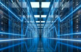 Server racks in computer network security server room data center, 3d rendering. Downloaded Server racks in computer network security server room data center
