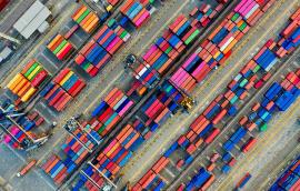 colorful cargo containers diagonal image