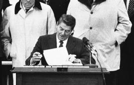 President Ronald Reagan signing bill
