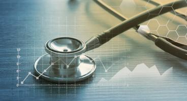 A graph overlays a stethoscope.
