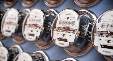 Rows of electricity meters.