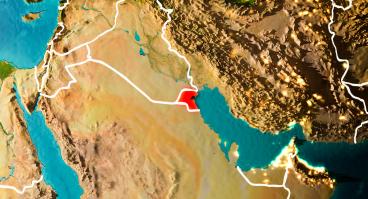 Map of Middle East centered on Kuwait