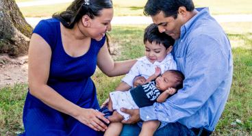 A family at a park.